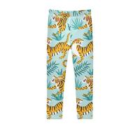 YOUJUNER Girls Leggings Animal Tiger Print Full Length Trousers Stretchy Casual Wear Kids Pants for Age 4-10 Child Multicoloured