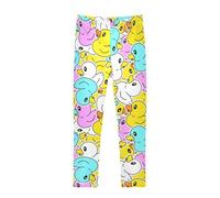 YOUJUNER Girls Leggings Colourful Duck Pattern Full Length Trousers Stretchy Casual Wear Kids Pants for Age 4-10 Child Multicoloured