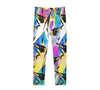 YOUJUNER Girls Leggings Colourful Penguin Pattern Full Length Trousers Stretchy Casual Wear Kids Pants for Age 4-10 Child Multicoloured