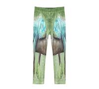 YOUJUNER Girls Leggings Cute Chameleon Lizard Full Length Trousers Stretchy Casual Wear Kids Pants for Age 4-10 Child Multicoloured