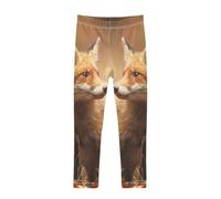 YOUJUNER Girls Leggings Cute Fox Print Decor Full Length Trousers Stretchy Casual Wear Kids Pants for Age 4-10 Child Multicoloured