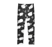 YOUJUNER Girls Leggings Cute Sheep Pattern Full Length Trousers Stretchy Casual Wear Kids Pants for Age 4-10 Child Multicoloured