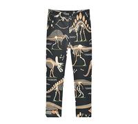 YOUJUNER Girls Leggings Dinosaur Fossils Full Length Trousers Stretchy Casual Wear Kids Pants for Age 4-10 Child Multicoloured