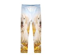 YOUJUNER Girls Leggings Lovely Golden Retriever Dog Full Length Trousers Stretchy Casual Wear Kids Pants for Age 4-10 Child