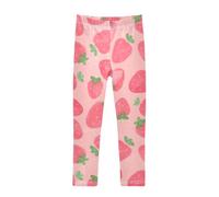 YOUJUNER Girls Leggings Pink Strawberry Print Full Length Trousers Stretchy Casual Wear Kids Pants for Age 4-10 Child