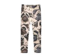 YOUJUNER Girls Leggings Pug Dog Portrait Full Length Trousers Stretchy Casual Wear Kids Pants for Age 4-10 Child Multicoloured
