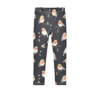 YOUJUNER Girls Leggings Robin Bird Pattern Full Length Trousers Stretchy Casual Wear Kids Pants for Age 4-10 Child Multicoloured