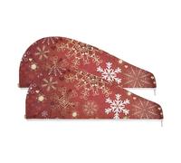 YOUJUNER Hair Towel Wrap Christmas Snowflakes Pattern Rapid Drying Turban Hair Towel Super Absorbent Head Towel for Women Girl