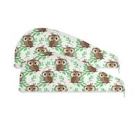 YOUJUNER Hair Towel Wrap Cute Owl Bird Pattern Rapid Drying Turban Hair Towel Super Absorbent Head Towel for Women Girl