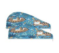 YOUJUNER Hair Towel Wrap Cute Tiger Print Rapid Drying Turban Hair Towel Super Absorbent Head Towel for Women Girl
