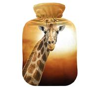 YOUJUNER Hot Water Bottle with Africa Animal Giraffe Cover 2 Litre Large Hot Water Bag Warm Comfort Hand Feet Warmer