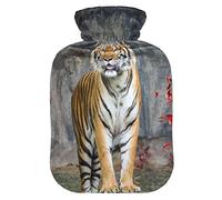 YOUJUNER Hot Water Bottle with Animal Tiger Print Cover 2 Litre Large Hot Water Bag Warm Comfort Hand Feet Warmer