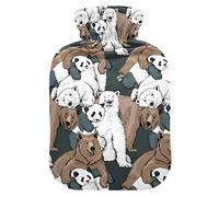 YOUJUNER Hot Water Bottle with Brown Bear Polar Bear Cover 2 Litre Large Hot Water Bag Warm Comfort Hand Feet Warmer