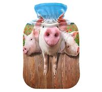 YOUJUNER Hot Water Bottle with Cute Pig Cover 2 Litre Large Hot Water Bag Warm Comfort Hand Feet Warmer