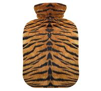 YOUJUNER Hot Water Bottle with Tiger Print Cover 2 Litre Large Hot Water Bag Warm Comfort Hand Feet Warmer