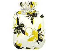 YOUJUNER Hot Water Bottle with Yellow Honey Bee Cover 1 Litre Large Hot Water Bag Warm Comfort Hand Feet Warmer