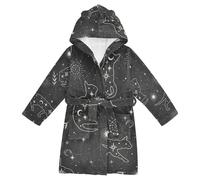 YOUJUNER Kids Bathrobe Hooded Robe Astrology Magic Cats Girls Boys Dressing Gown Soft Plush Sleepwear Nightwear Absorbent Pyjamas Nightgown
