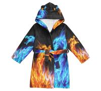 YOUJUNER Kids Bathrobe Hooded Robe Blue Red Dragon Girls Boys Dressing Gown Soft Plush Sleepwear Nightwear Absorbent Pyjamas Nightgown