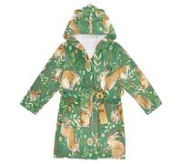 YOUJUNER Kids Bathrobe Hooded Robe Cute Bunny Hare Rabbit Girls Boys Dressing Gown Soft Plush Sleepwear Nightwear Absorbent Pyjamas Nightgown