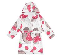 YOUJUNER Kids Bathrobe Hooded Robe Cute Hedgehog Mushroom Girls Boys Dressing Gown Soft Plush Sleepwear Nightwear Absorbent Pyjamas Nightgown