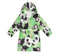 YOUJUNER Kids Bathrobe Hooded Robe Cute Panda Pattern Girls Boys Dressing Gown Soft Plush Sleepwear Nightwear Absorbent Pyjamas Nightgown