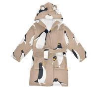 YOUJUNER Kids Bathrobe Hooded Robe Cute Penguin Pattern Girls Boys Dressing Gown Soft Plush Sleepwear Nightwear Absorbent Pyjamas Nightgown
