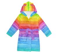 YOUJUNER Kids Bathrobe Hooded Robe Vintage Rainbow Flag Girls Boys Dressing Gown Soft Plush Sleepwear Nightwear Absorbent Pyjamas Nightgown