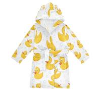 YOUJUNER Kids Bathrobe Hooded Robe Yellow Ducks Girls Boys Dressing Gown Soft Plush Sleepwear Nightwear Absorbent Pyjamas Nightgown