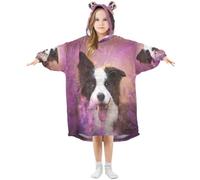 YOUJUNER Kids Oversized Blanket Hoodie, Cute Collie Dog Warm Fleece Hoodie Blanket Plush Wearable Blanket Hoodie Sweatshirt Pullover for Boys Girls Multicolor