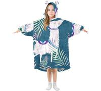 YOUJUNER Kids Oversized Blanket Hoodie, Cute Lama Alpaca Decor Warm Fleece Hoodie Blanket Plush Wearable Blanket Hoodie Sweatshirt Pullover for Boys Girls Multicolor