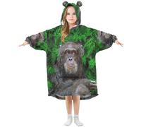 YOUJUNER Kids Oversized Blanket Hoodie, Funny Gorilla Monkey Warm Fleece Hoodie Blanket Plush Wearable Blanket Hoodie Sweatshirt Pullover for Boys Girls Multicolor
