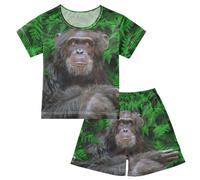YOUJUNER Kids Pyjamas Set Funny Gorilla Monkey Short Sleeve T-Shirt Summer Nightwear PJs Lounge Wear Sleepwear for Boys Girls Children Multicolor