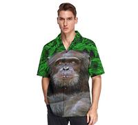 YOUJUNER Men Short Sleeve Funny Gorilla Monkey Hawaiian Shirt Short Sleeve, Button Down Casual Beach Shirts Summer Shortsleeve Multicoloured
