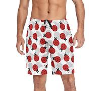 YOUJUNER Men's Casual Lounge Shorts Ladybird Pattern Pyjama Shorts Bottoms Summer Shorts with Pockets Elasticated Waist Multicoloured