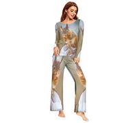 YOUJUNER Pyjamas Sets for Women, Animal Squirrel Long Sleeve Sleepwear Loungewear Set Pjs Nightwear Set Multicolor