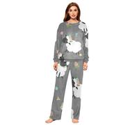YOUJUNER Pyjamas Sets for Women, Cute Sheep Pattern Winter Warm Sleepwear Loungewear Set Pjs Nightwear Set Multicolor