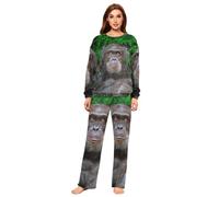 YOUJUNER Pyjamas Sets for Women, Funny Gorilla Monkey Winter Warm Sleepwear Summer Loungewear Set Pjs Nightwear Set Multicolor