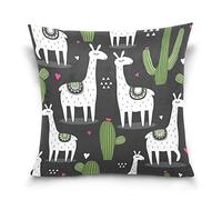 YOUJUNER Throw Pillow Covers 16" x 16", Tropical Cactus Alpaca Llama Decorative Pillow Case Square Pillowcase Cushion Case for Sofa Couch Living Room Bedroom