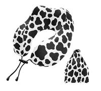 YOUJUNER Travel Pillow White Black Cow Spot Memory Foam Neck Pillow Support Pillow Neck Cushion