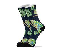 YOUJUNER Tropical Palm Leaves Chameleon Lizard Mens Womens Socks High Ankle Socks Crew Long Socks Dress Socks Novelty Socks 1 Pair