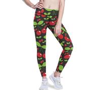 YOUJUNER Womens Gym Leggings Cherry Fruits High Waist Yoga Pants for Women Workout Sports Running Gym Fitness Leggings Multicoloured