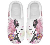 YOUJUNER Women's Memory Foam Slipper Flower Fairy Butterfly Ladies House Slippers Soft Warm Cosy Slip On House Shoes Slippers for Women Men