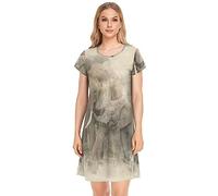 YOUJUNER Women's Nightdress African Wild Elephant Nighties Nightgown Short Sleeve Nightshirt Sleepwear Loungewear T-Shirt Dress