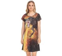 YOUJUNER Women's Nightdress Fantasy Dragon Nighties Nightgown Short Sleeve Nightshirt Sleepwear Loungewear T-Shirt Dress
