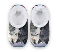 YOUJUNER Women's Slipper Socks Wolves Fall in Love House Slippers for Women Girls, Warm House Shoes Comfy Closed Back Bedroom Shoes