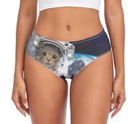 YOUJUNER Womens Underwear Astronaut Cat Comfy Knickers Ladies Basic Briefs Hipster Pants for Girls Multicolor