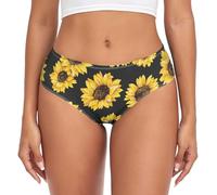 YOUJUNER Womens Underwear Yellow Sunflower Pattern Comfy Knickers Ladies Basic Briefs Hipster Pants for Girls