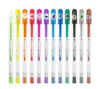 YOUKAI 12 Pcs Scented Glitter Color Gel Pen Smooth Writing Pen Stationery Kit Cute Smell Good Pens Fruit Flavors Coloring Pen for Girls Kids Art Crafts School Stocking Stuffers
