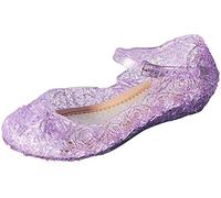 YouKD Girl's Princess Cosplay Crystal Sandals Jelly Shoes for Halloween Carnival Birthday Party Purple 12 Little Kid