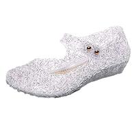 YouKD Girl's Princess Cosplay Crystal Sandals Jelly Shoes for Halloween Carnival Birthday Party With Velcro White 7 Child UK
